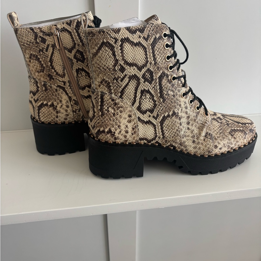 Vince Camuto Brown and Black Combat Boots